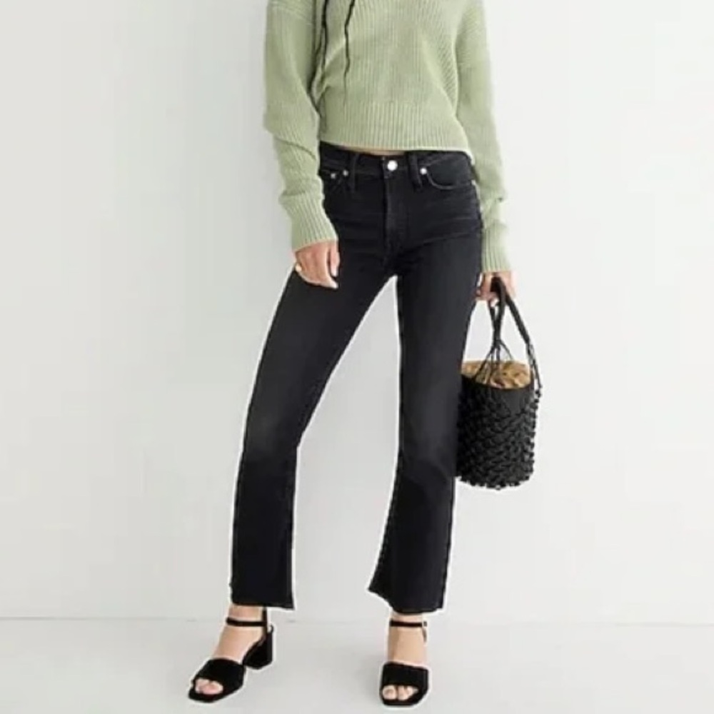 J. Crew 9" demi-boot crop jean in Charcoal wash with Frayed Hem | 26